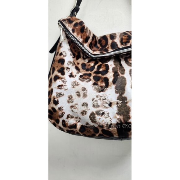 Jimmy Choo Animal Print Hobo Bag Fur & Leather Designer Handbag - Picture 4 of 16